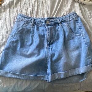 Roll cuff denim shorts